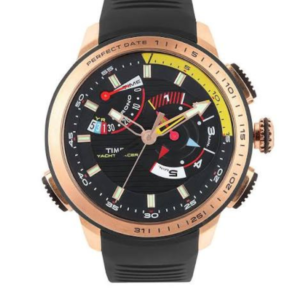 TIMEX INTELLIGENT QUARTZ YACHT RACER MEN’S ROSE GOLD BLACK DIAL SPORTS WATCH TW2P44400 – 46MM - Image 1