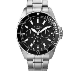 TIMEX MEN’S SPORT CHRONOGRAPH BLACK DIAL STAINLESS STEEL QUARTZ WATCH TW2T58900 – 35MM - Image 1