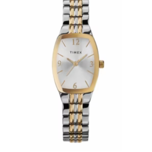 TIMEX WOMEN’S TWO-TONE SILVER & GOLD STAINLESS STEEL WHITE DIAL QUARTZ WATCH TW2T58600 – 20MM - Image 1