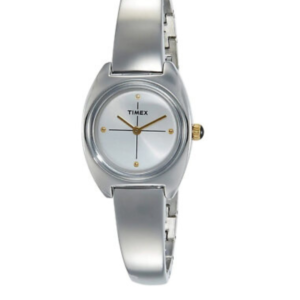 TIMEX WOMEN’S PETITE SILVER-TONE STAINLESS STEEL BRACELET QUARTZ DRESS WATCH TE2R70100 – APPROX. 20MM DIAL - Image 1