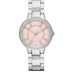 FOSSIL WOMEN’S QUARTZ SILVER STAINLESS STEEL PINK DIAL 30MM WATCH ES3504 - Image 1