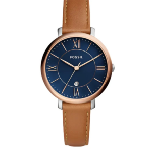 FOSSIL JACQUELINE LADIES’ BROWN LEATHER STRAP BLUE DIAL QUARTZ WATCH ES4274 – 36MM - Image 1