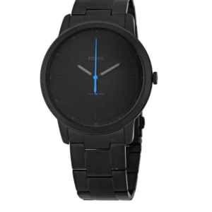 FOSSIL MINIMALIST GENTS BLACK STAINLESS STEEL BLACK DIAL QUARTZ WATCH FS5308 – 44MM - Image 1