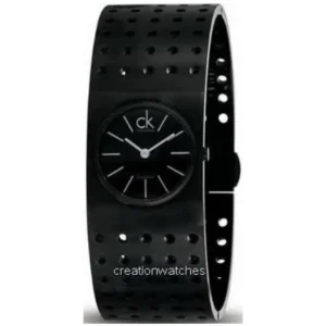 CALVIN KLEIN K8322302 LADIES Watch – SWISS MADE MINIMALIST ALL BLACK DIAL, BLACK BRACELET CASE & POLISHED SILVER HANDS Design - Image 1