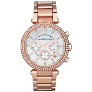 MICHAEL KORS MK5491 LADIES Watch – PARKER CHRONOGRAPH WHITE DIAL, ROSE GOLD CASE, CRYSTAL PAVE BEZEL & BRACELET Design - Image 1