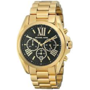 MICHAEL KORS MK5739 GENTS Watch – BRADSHAW CHRONOGRAPH JET BLACK DIAL, ALL GOLD TONE STEEL CASE & BRACELET Design - Image 1