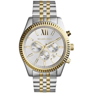 MICHAEL KORS MK8344 GENTS Watch – LEXINGTON CHRONOGRAPH SILVER-WHITE DIAL, TWO-TONE GOLD & SILVER STEEL BRACELET Design - Image 1