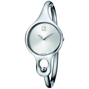 CALVIN KLEIN K1N23120 LADIES Watch – SWISS MADE MINIMALIST WHITE DIAL, POLISHED STEEL CASE, SILVER HANDS & BANGLE BRACELET Design - Image 1