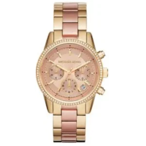 MICHAEL KORS MK5057 LADIES Watch – RUNWAY CHRONOGRAPH WHITE MOTHER OF PEARL DIAL, TWO-TONE STEEL CASE & BRACELET Design - Image 1