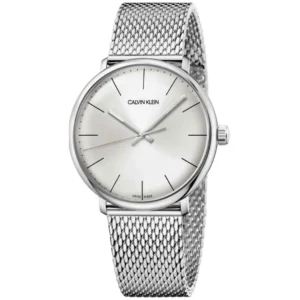 CALVIN KLEIN K8M21126 GENTS Watch – SWISS MADE MINIMALIST SILVER-WHITE DIAL, POLISHED STEEL CASE & STAINLESS STEEL MESH CHAIN Design - Image 1