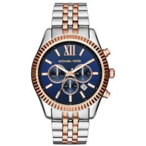 MICHAEL KORS MK8412 GENTS Watch – LEXINGTON CHRONOGRAPH NAVY BLUE DIAL, TWO-TONE ROSE GOLD & SILVER STEEL BRACELET Design - Image 1