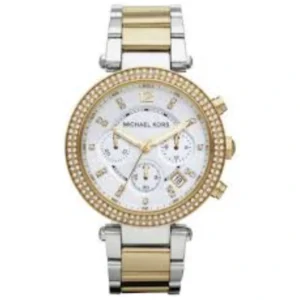 MICHAEL KORS MK5626 LADIES Watch – PARKER CHRONOGRAPH WHITE DIAL, TWO-TONE STEEL CASE, CRYSTAL PAVE BEZEL & BRACELET Design - Image 1