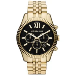 MICHAEL KORS MK8286 GENTS Watch – LEXINGTON CHRONOGRAPH BLACK DIAL, ALL GOLD TONE STEEL CASE & BRACELET Design - Image 1