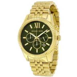 MICHAEL KORS MK8446 GENTS Watch – LEXINGTON CHRONOGRAPH EMERALD GREEN DIAL, ALL GOLD TONE STEEL CASE & BRACELET Design - Image 1