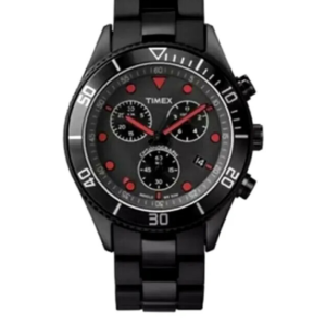 TIMEX ORIGINALS MEN’S BLACK ANALOG CHRONOGRAPH QUARTZ WATCH T2N867 – 33MM - Image 1