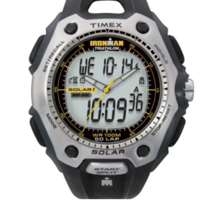 TIMEX IRONMAN TRIATHLON MEN’S BLACK & SILVER SOLAR ANALOG-DIGITAL SPORTS WATCH T5G681 – 31MM - Image 1