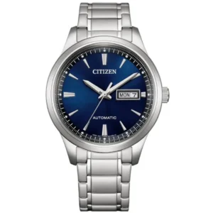 CITIZEN NY4060-51L GENTS Watch – AUTOMATIC SELF-WINDING MOVEMENT, SUNRAY NAVY BLUE DIAL, DAY-DATE DISPLAY & ALL SILVER CHAIN Design - Image 1
