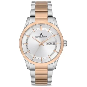 DANIEL KLEIN DK 1.12950-5 GENTS Watch – TWO-TONE CHAIN & GOLDEN CASE, SILVER DIAL WITH GOLDEN HANDS & FIGURES, DAY & DATE DISPLAY - Image 1