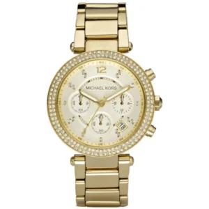 MICHAEL KORS MK5354 LADIES Watch – PARKER CHRONOGRAPH GOLD DIAL, CRYSTAL PAVE BEZEL & GOLD TONE STAINLESS STEEL BRACELET Design - Image 1