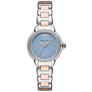 EMPORIO ARMANI AR 11597 LADIES Watch – TWO-TONE STAINLESS STEEL CASE & BRACELET, SKY BLUE DIAL, QUARTZ MOVEMENT - Image 1