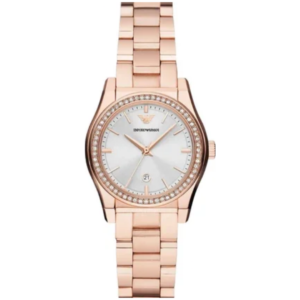 EMPORIO ARMANI AR11558 LADIES Watch – ROSE GOLD STAINLESS STEEL CASE & CHAIN, WHITE DIAL, QUARTZ MOVEMENT - Image 1