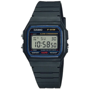 CASIO F-91W-1D GENTS Watch – CLASSIC DIGITAL DISPLAY, BLACK RUBBER STRAP, QUARTZ MOVEMENT - Image 1