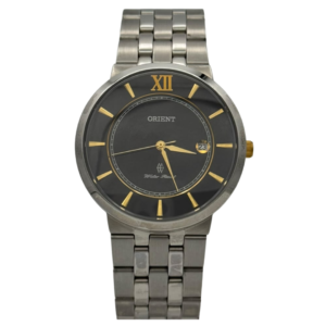ORIENT SUND1001B0 GENTS Watch – BLACK DIAL, GOLDEN FIGURES & HANDS, STAINLESS STEEL CASE & CHAIN, QUARTZ MOVEMENT - Image 1