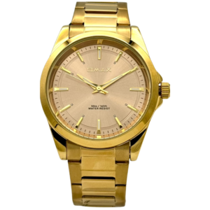 OMAX ACB111Q00D GENTS Watch – GOLDEN DIAL, ALL GOLDEN STAINLESS STEEL CASE & CHAIN, QUARTZ MOVEMENT - Image 1