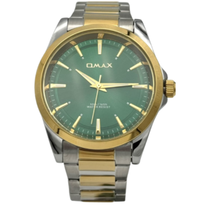 OMAX ACB111N005 GENTS Watch – GREEN DIAL, GOLDEN ACCENTS, SILVER & GOLD TWO-TONE CHAIN, QUARTZ MOVEMENT - Image 1
