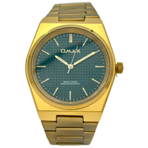OMAX ACB105G117 GENTS Watch – GREEN DIAL, ALL GOLDEN CASE & CHAIN, QUARTZ MOVEMENT - Image 1