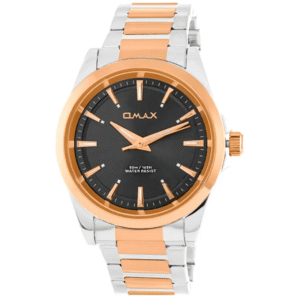 OMAX ACB112N012 Women Watch – Silver Golden Two-Tone Chain, Black Dial, Quartz Movement - Image 1