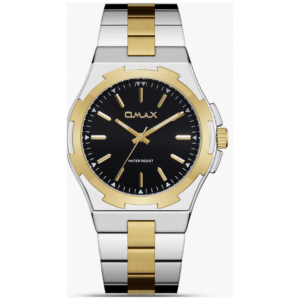 OMAX ACB106T103 Men's Watch – Two-Tone Golden-Silver Chain, Black Dial, Quartz Movement - Image 1