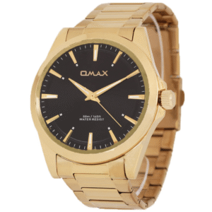 OMAX ACB105G111 Gents Watch – Golden Chain, Black Dial, Quartz Movement - Image 1