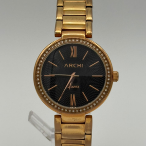 ARCHI A0848L GOLD BLACK DIAL STONE STUDDED WOMEN'S WATCH - Image 1