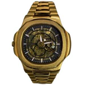 FITRON F9499M GENTS Watch – BLUE DIAL, ALL-GOLD CASE & STAINLESS STEEL CHAIN, DAY & DATE DISPLAY, QUARTZ MOVEMENT - Image 1