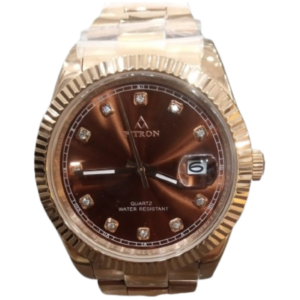 FITRON SS1904001M GENTS Watch – BROWN DIAL, ROSE GOLD CASE & STAINLESS STEEL CHAIN, ROLEX STYLE, QUARTZ MOVEMENT - Image 1