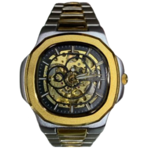 FITRON 117196M GENTS Watch – GOLDEN SKELETON DIAL, TWO-TONE CASE & STAINLESS STEEL CHAIN, AUTOMATIC MOVEMENT - Image 1
